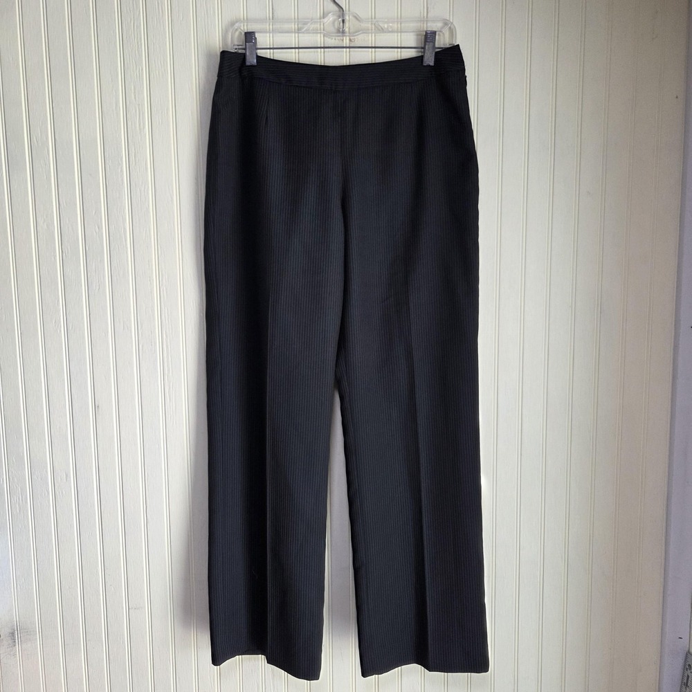 Le Suit Dress Pants Womens 16P Black Twill Pinstripe Lined Pockets Workwear